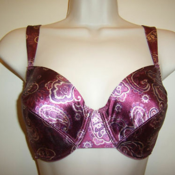 Vintage paisley print plum/burgandy Bra size 34D
